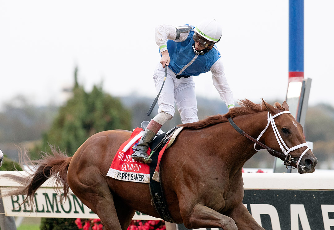 Happy Saver wins the 2020 Jockey Club Gold Cup at Belmont Park