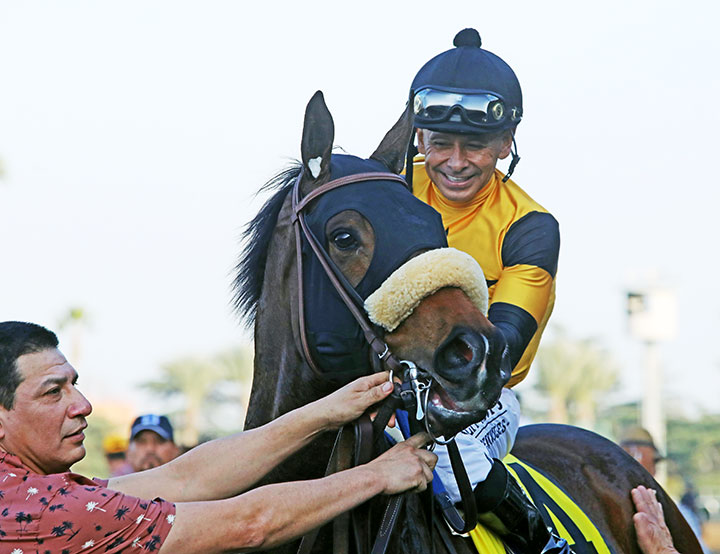 Hard Not to Love with Mike Smith after the Santa Monica Stakes