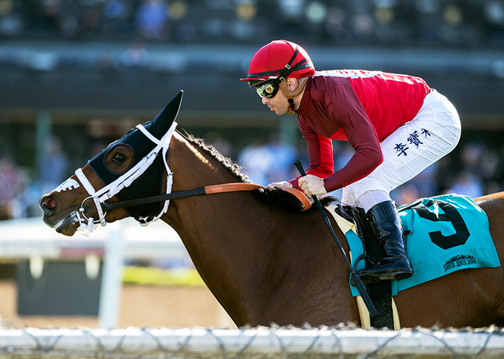 Hariboux wins the 2020 Pasadena Stakes at Santa Anita