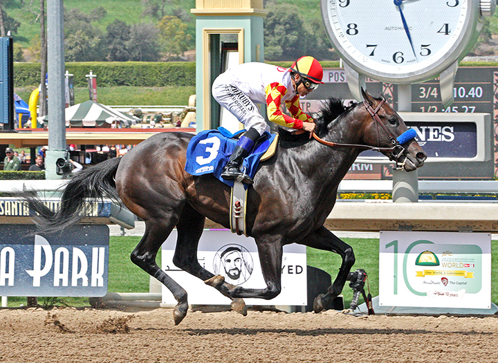 Heck Yeah wins the 2018 Echo Eddie Stakes at Santa Anita Park