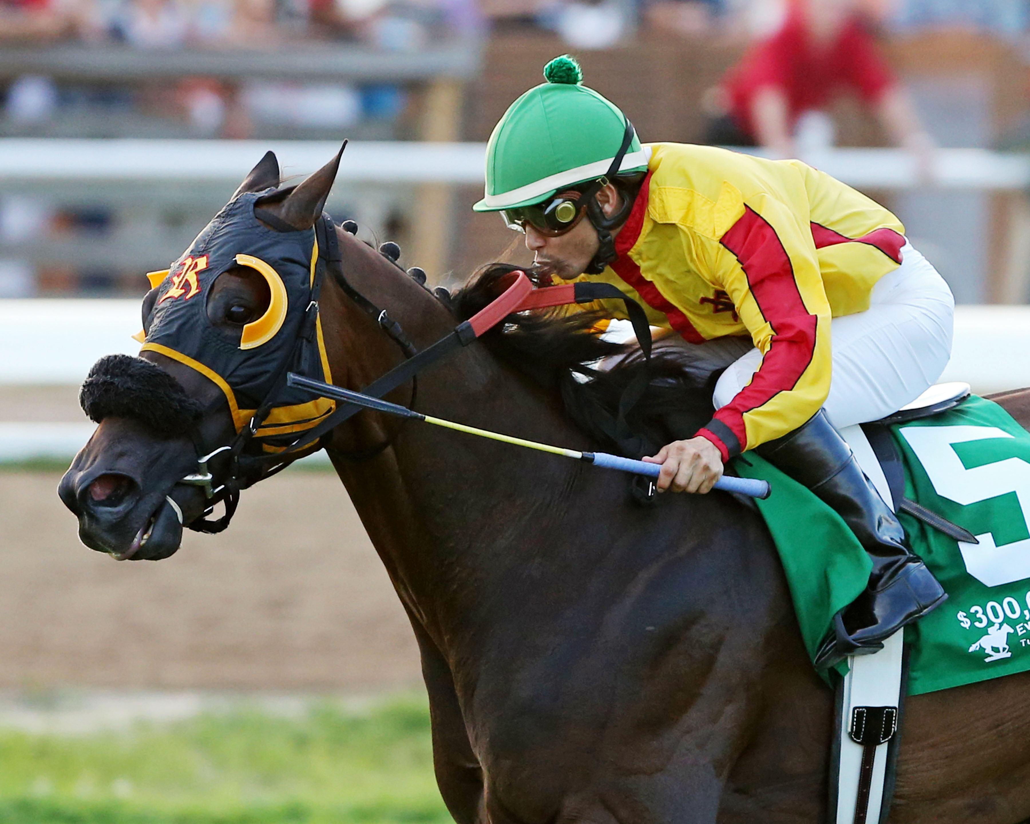 Heitai wins the Evangeline Downs Turf Sprint