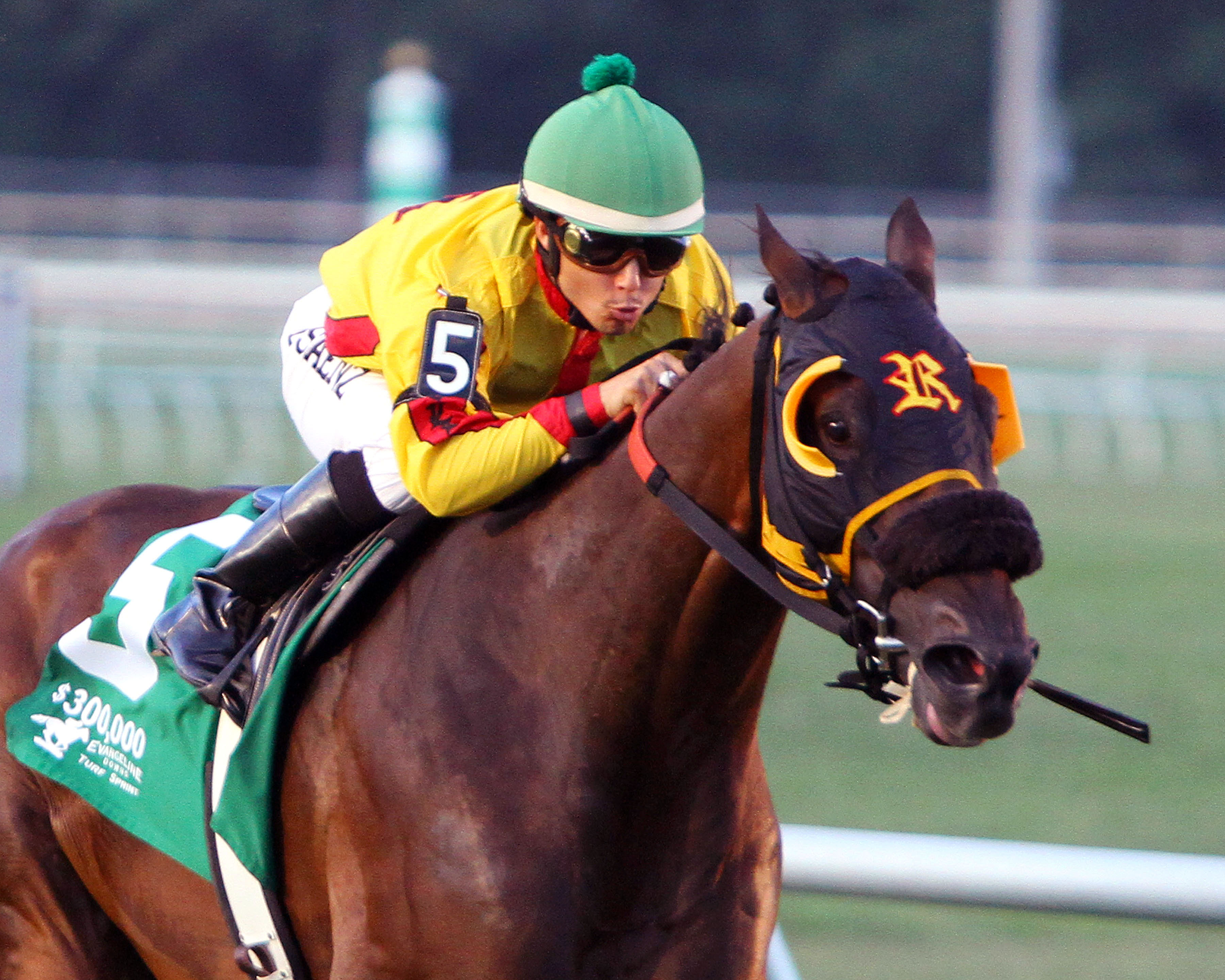 Heitai wins the Evangeline Downs Turf Sprint