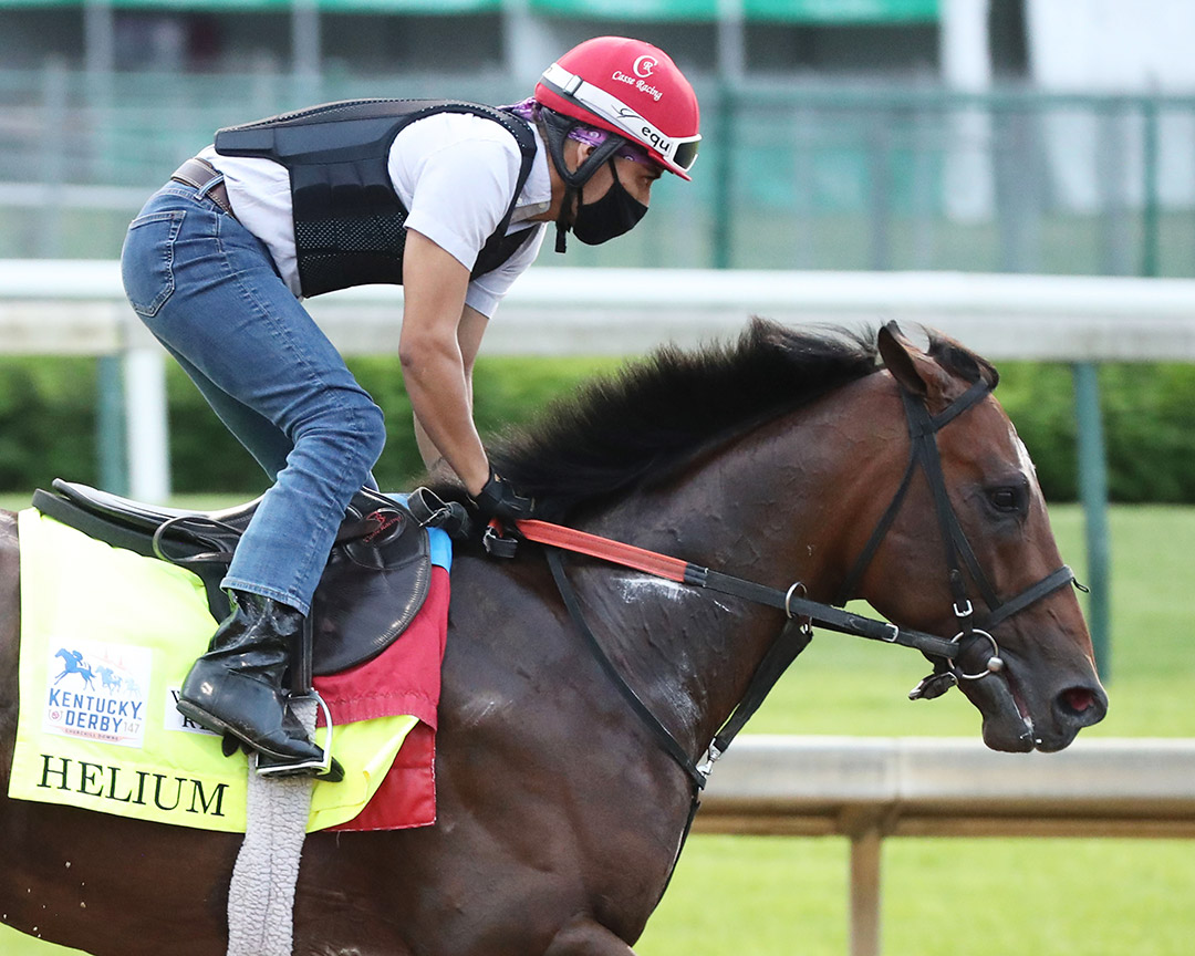 Helium trains at Churchill Downs in April 2021