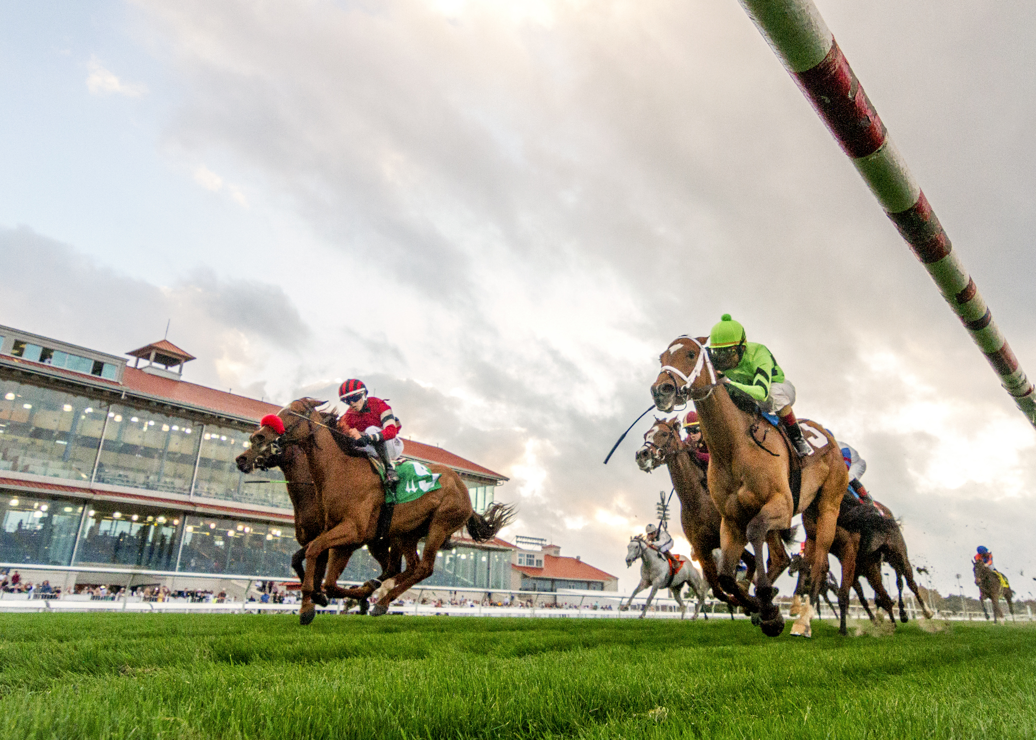 Hotshot Anna (center, red cap and shadow roll) wins the 2019 Richie Scherer Memorial