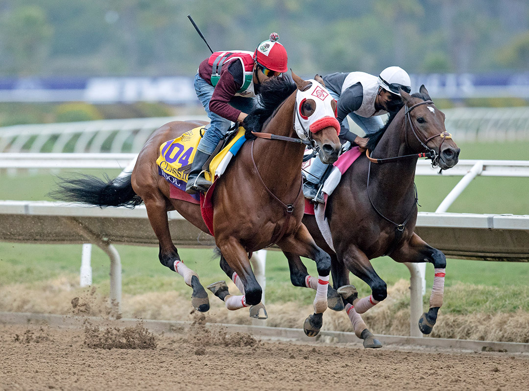 Idol (left) trains at Del Mar on Oct. 31
