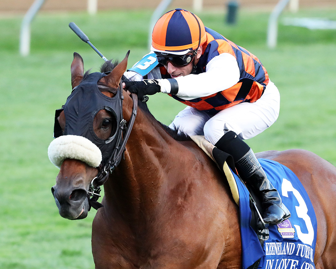 In Love wins the 2021 Keeneland Turf Mile at Keeneland Racecourse