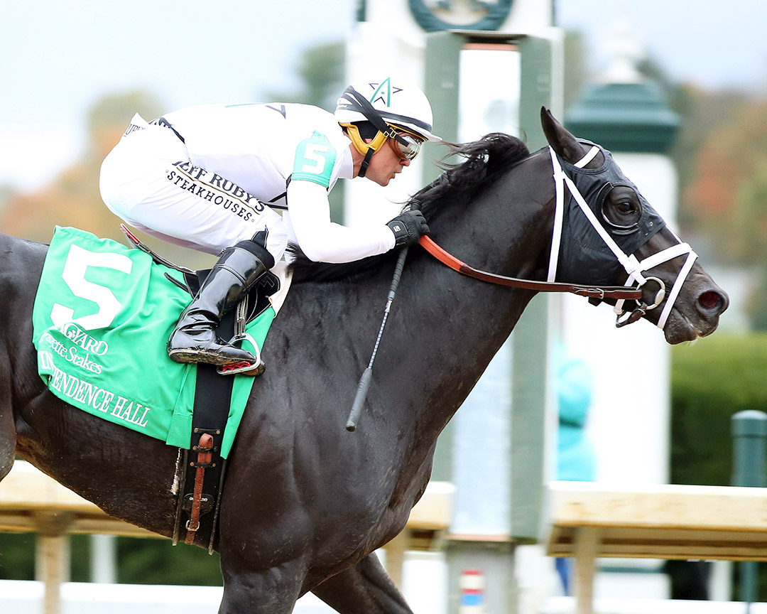 Independence Hall wins the 2021 Fayette Stakes at Keeneland