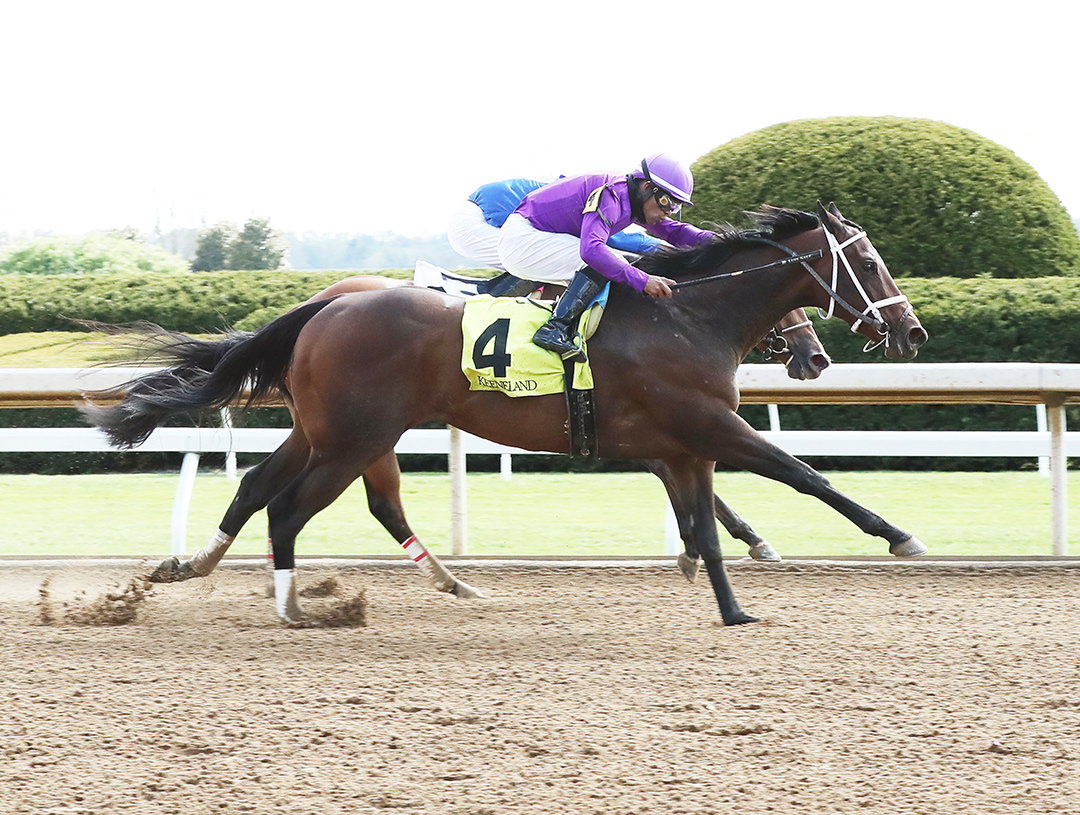 Inject (No. 4) wins an April 15 allowance at Keeneland