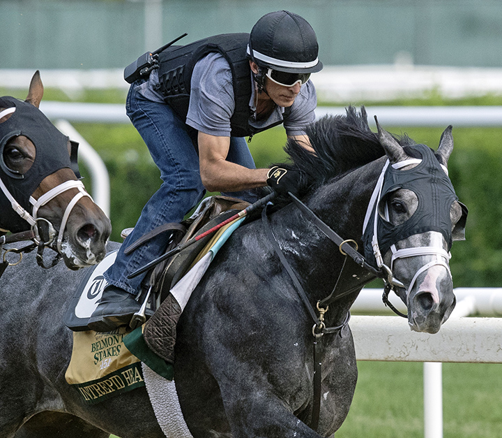 Intrepid Heart trains at Belmont Park on June 1