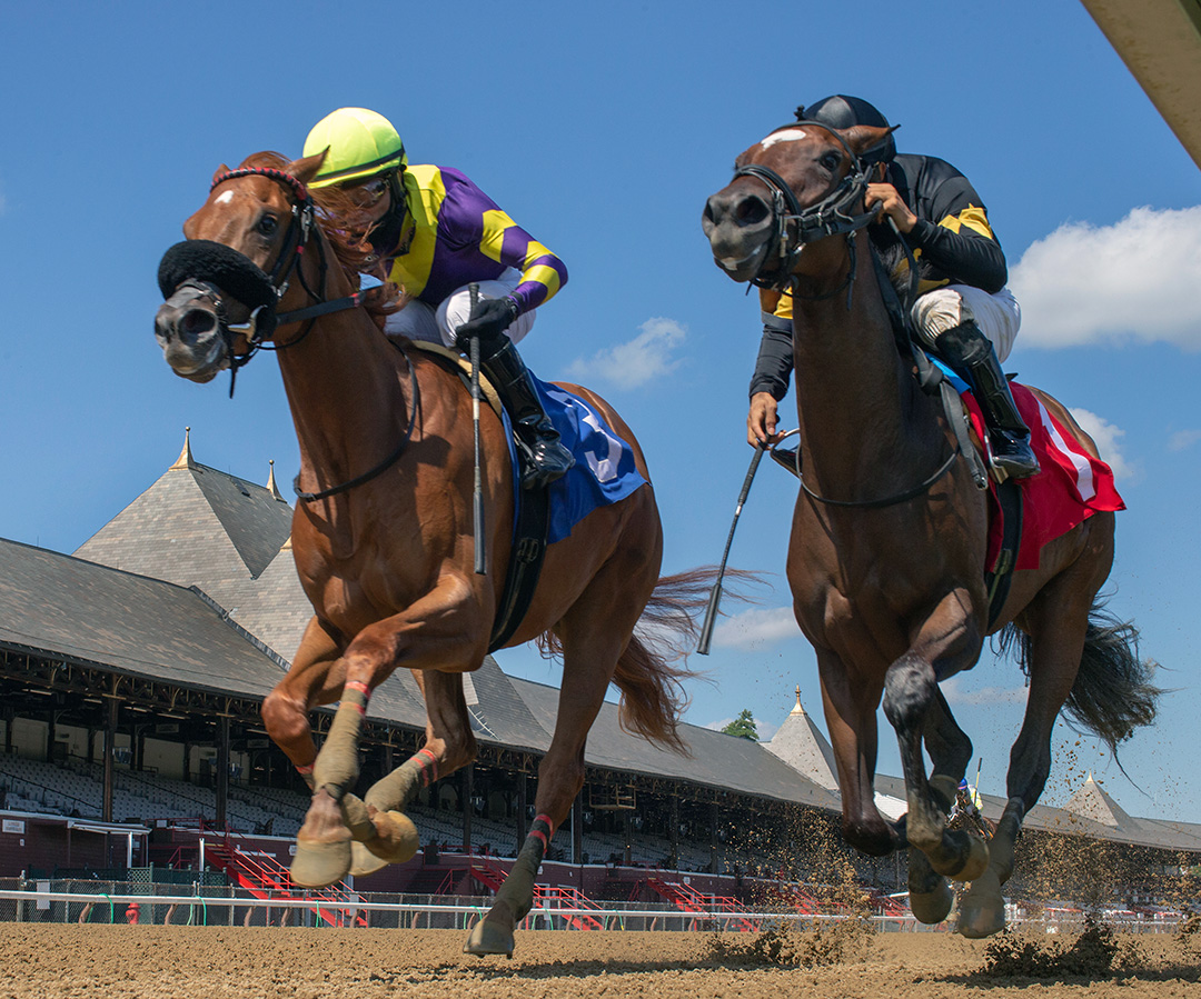 Party At Page's (right) finishes second to Irish Constiution in a July 24 maiden at Saratoga