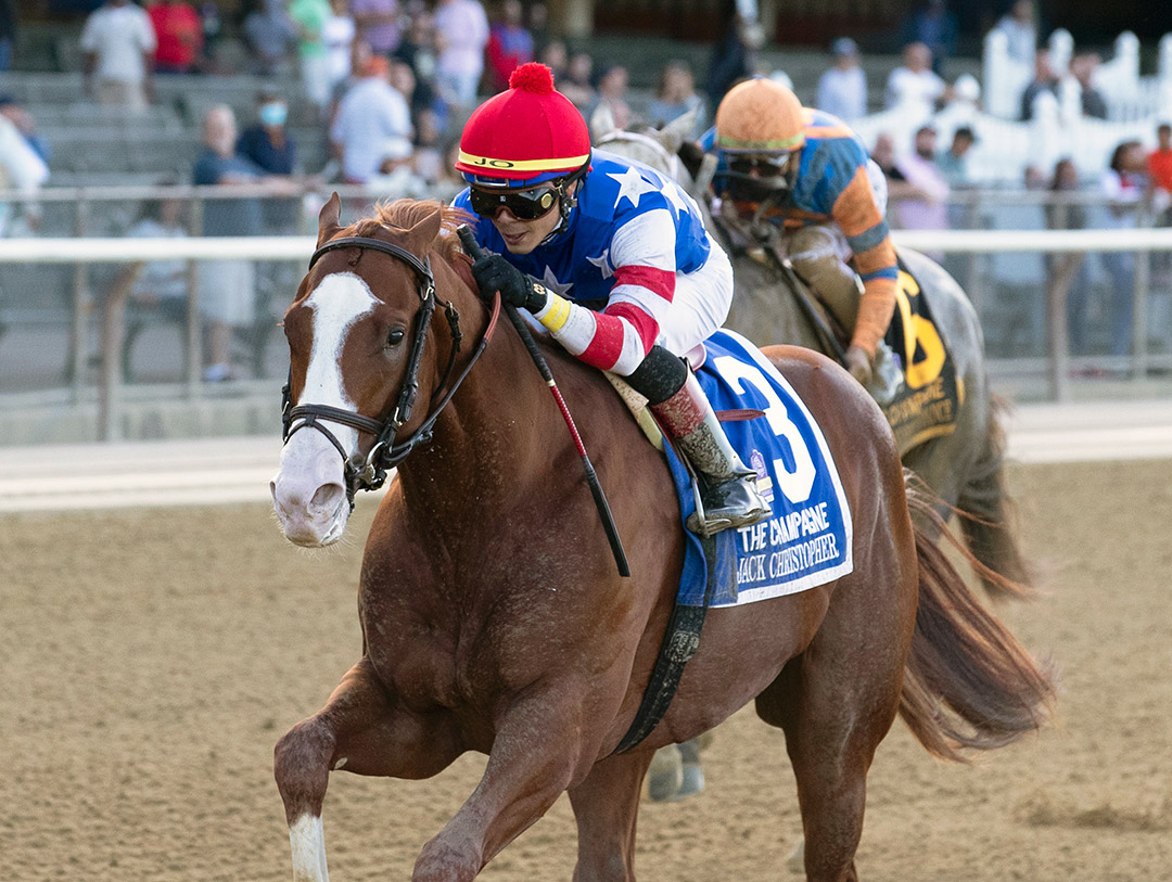 Jack Christopher wins the 2021 Champagne Stakes at Belmont Park