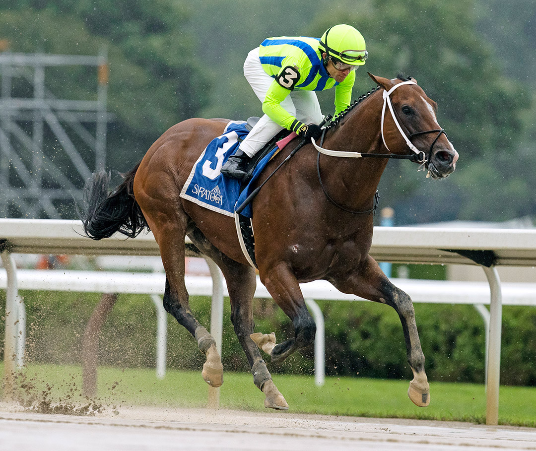Jackie's Warrior wins the 2021 Amsterdam Stakes at Saratoga Race Course