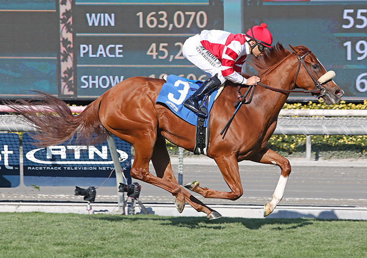 Jolie Olimpica wins the 2020 Las Cienegas Stakes at Santa Anita Park
