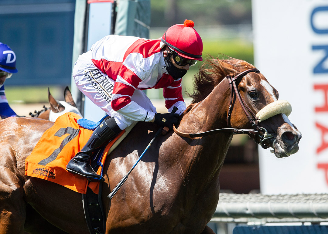 Jolie Olimpica wins the 2020 Monrovia Stakes at Santa Anita Park