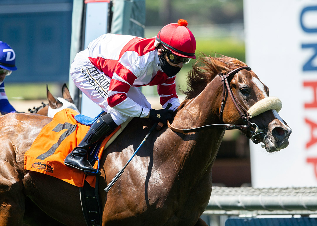 Jolie Olimpica wins the 2020 Monrovia Stakes at Santa Anita Park