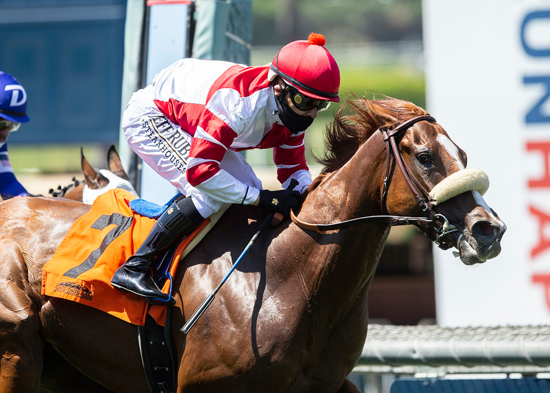 Jolie Olimpica wins the 2020 Monrovia Stakes at Santa Anita Park