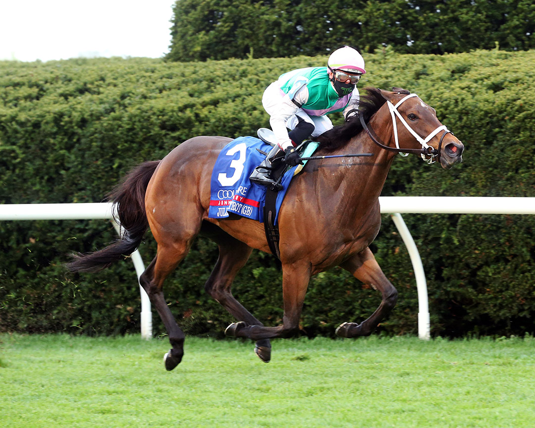 Juliet Foxtrot wins the 2021 Jenny Wiley Stakes at Keeneland Racecourse