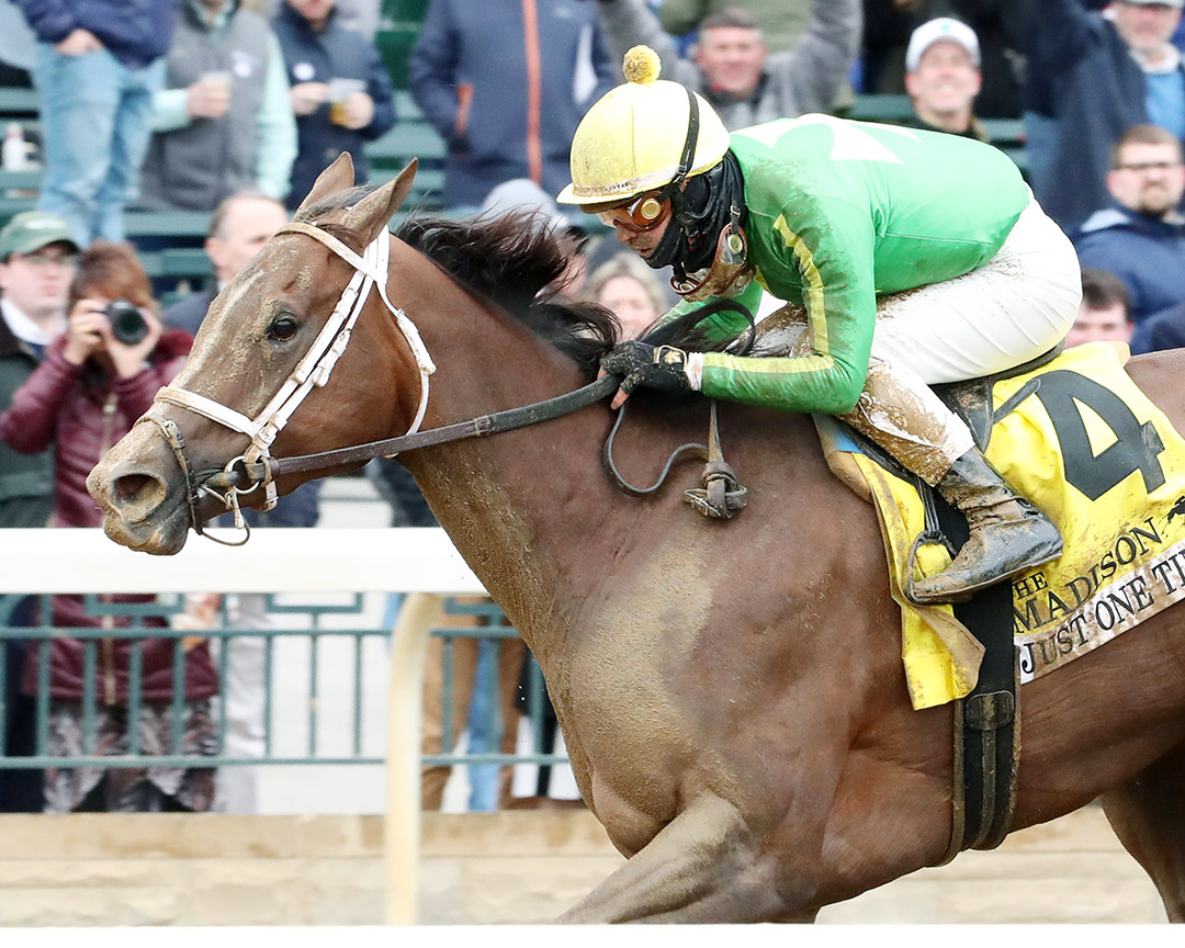 Just One Time wins the 2022 Madison Stakes at Keeneland Racecourse