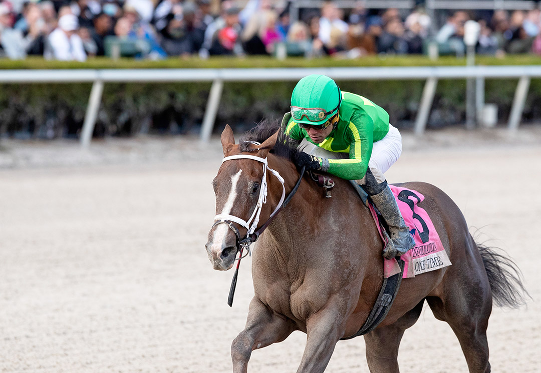 Just One Time wins the Inside Information Stakes at Gulfstream Park