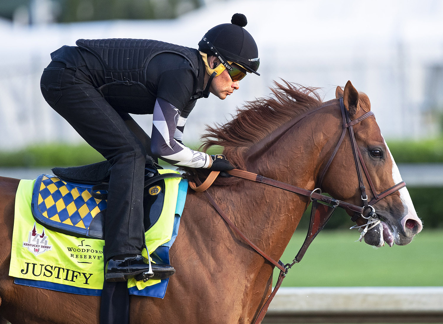 Justify, under Humberto Gomez, trains at Churchill on May 10