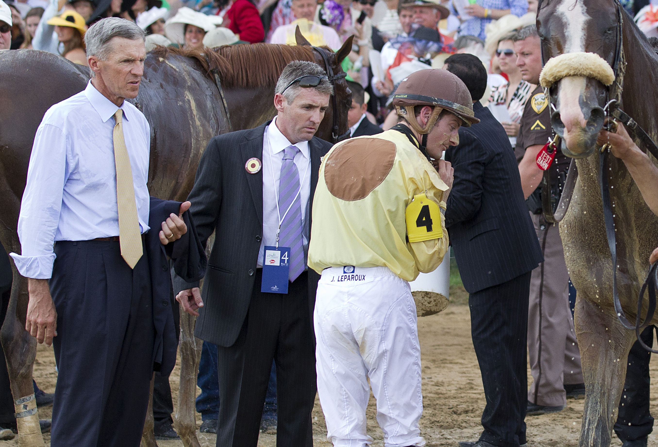 Union Rags, Michael Matz (left), Peter Brette (2nd from left) after Derby
