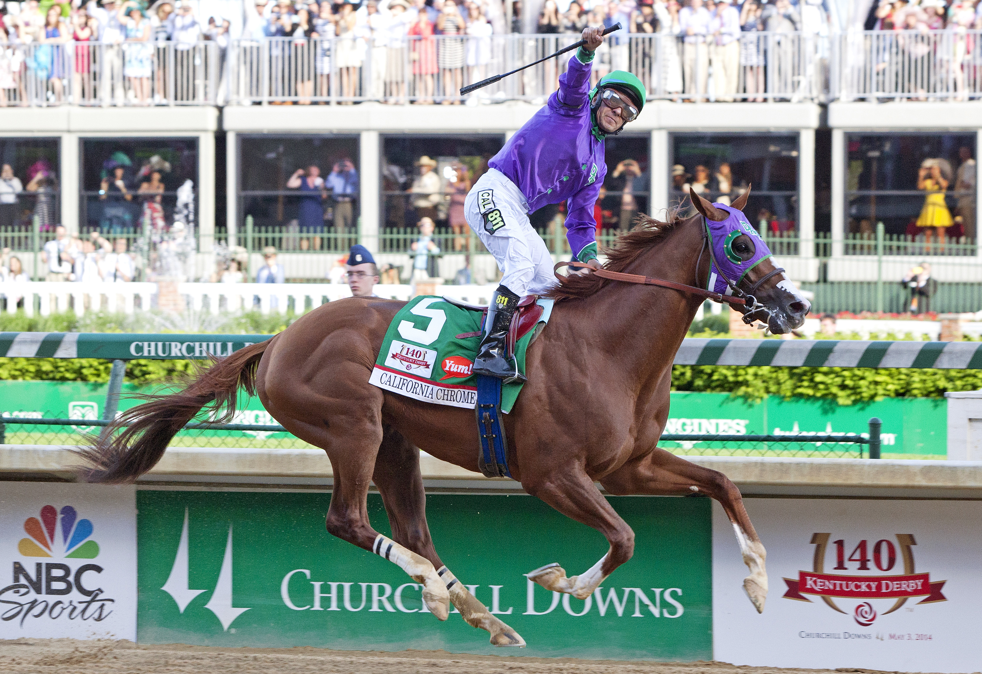 California Chrome wins the Kentucky Derby, side photo