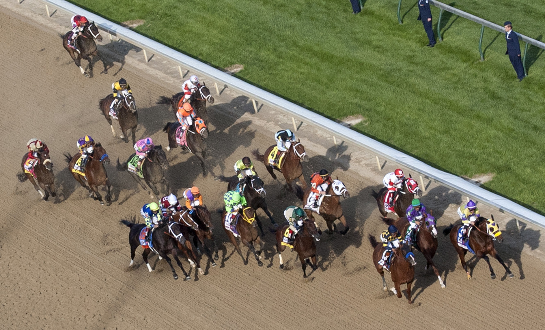 Ride On Curlin with Derby field, aerial