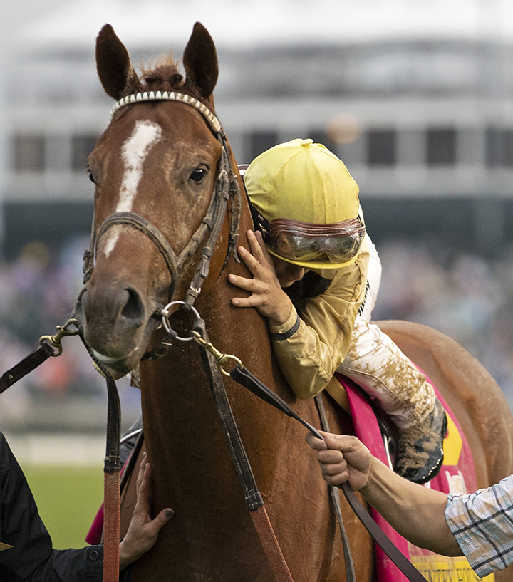 Flavien Prat after being awarded the 2019 Kentucky Derby