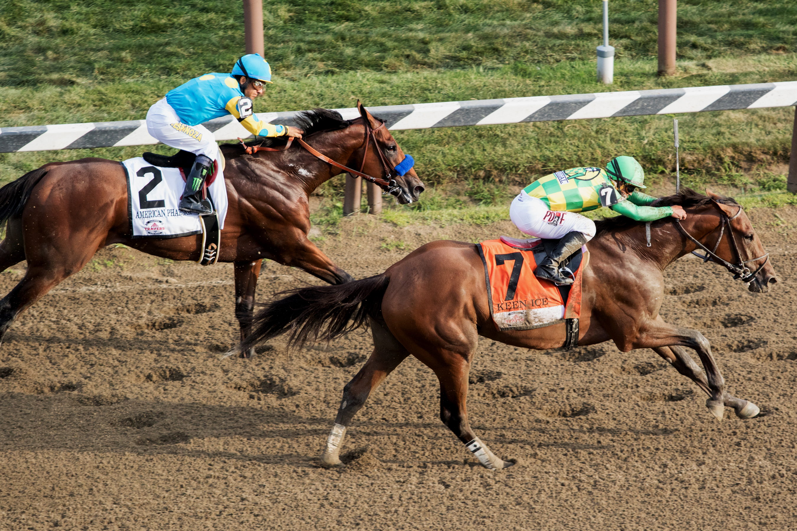 American Pharoah finishes second in the Travers to Keen Ice