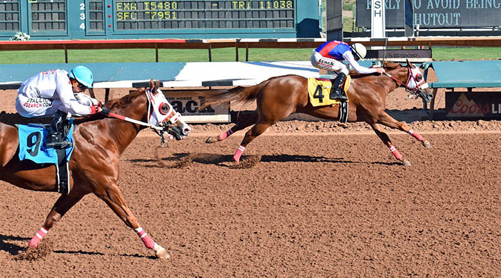 Kiss Thur Fire wins a futurity trial at Ruidoso Downs on Aug. 16