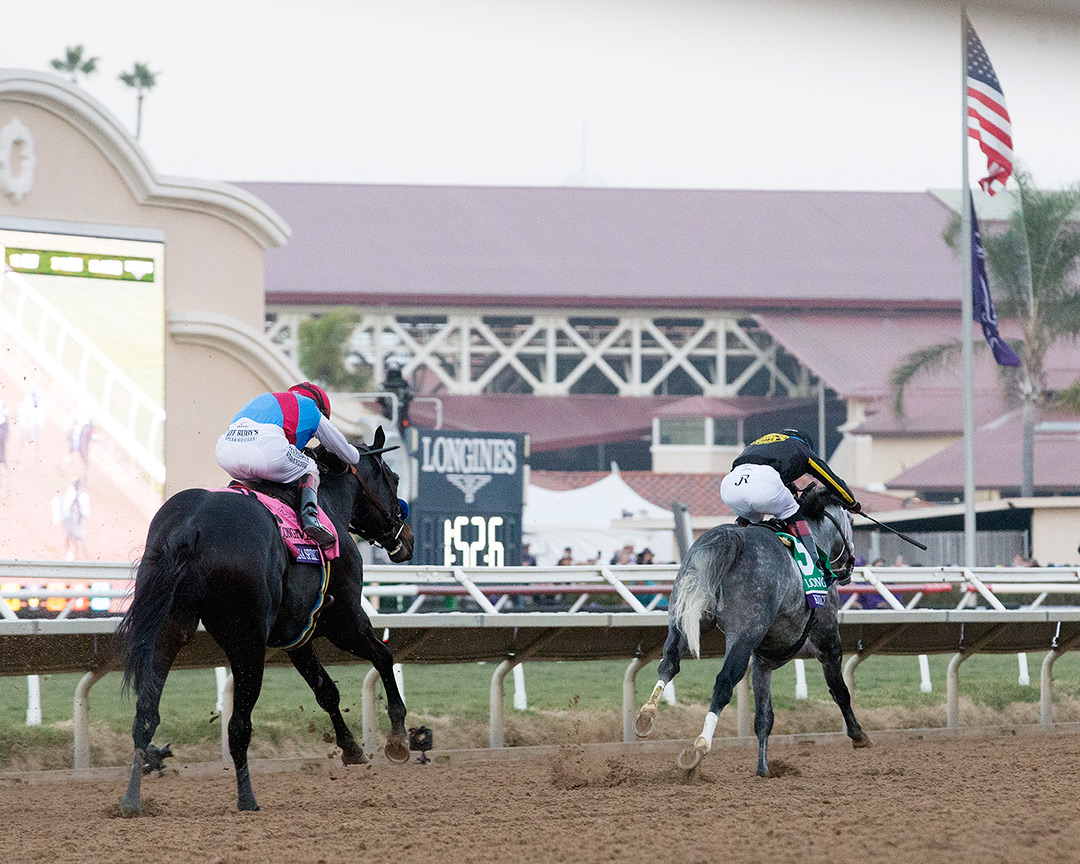 Medina Spirit trails Knicks Go in the 2021 Breeders' Cup Classic at Del Mar