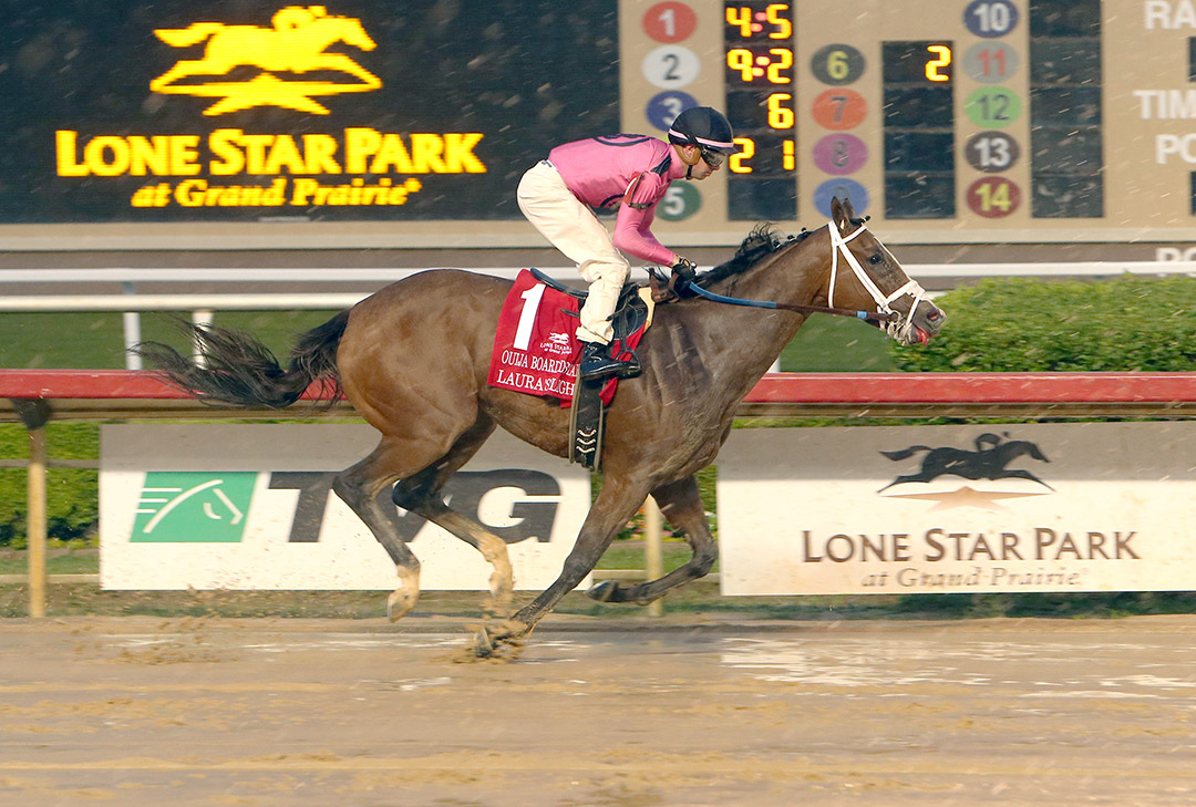 Laura's Light wins the 2021 Ouija Board Distaff Stakes at Lone Star
