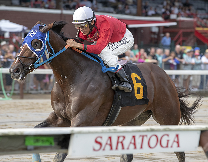 Leaky Cup wins an Aug. 21 allowance race at Saratoga Race Course