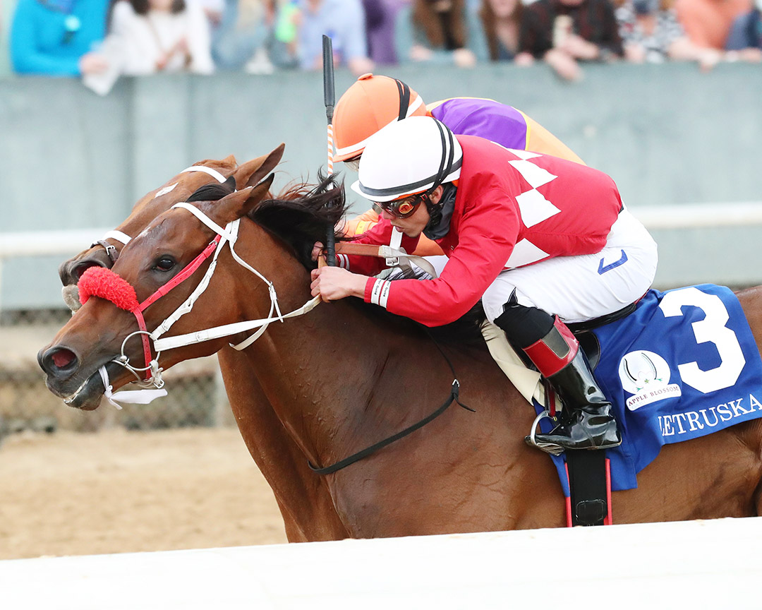 Letruska wins the 2021 Apple Blossom Handicap at Oaklawn