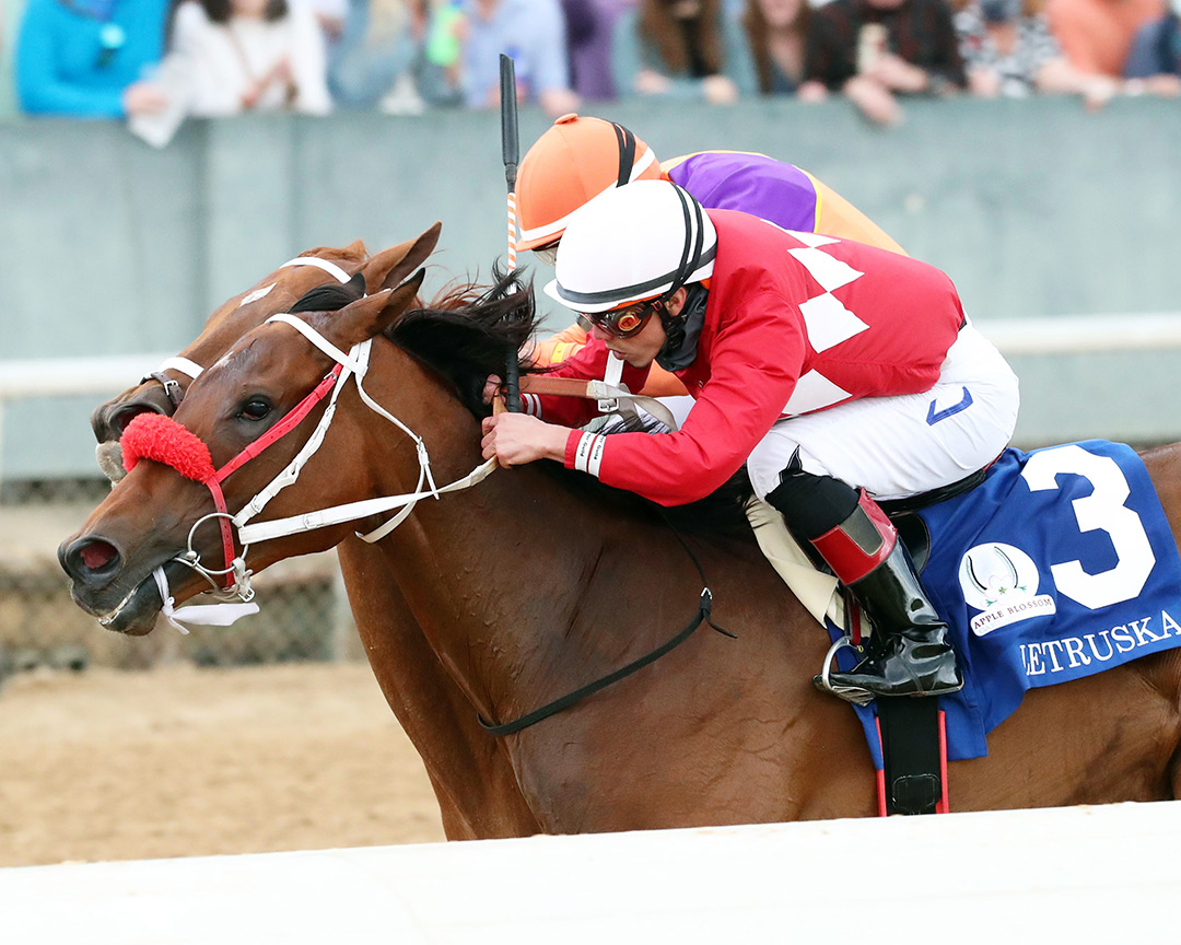 Letruska wins the 2021 Apple Blossom Handicap at Oaklawn