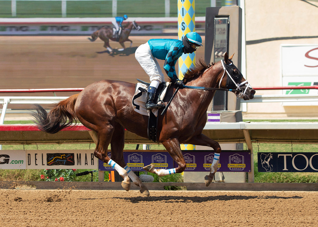 Li'l Grazen wins an August 2020 optional claiming allowance race at Del Mar