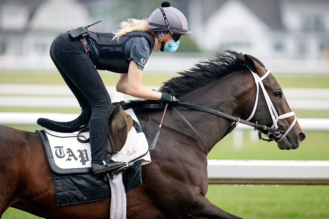 Life Is Good trains at Saratoga Race Course on Aug. 21