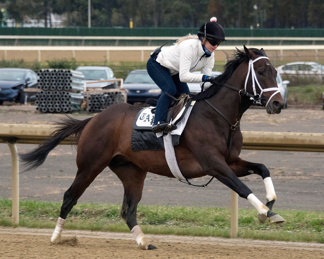 Life Is Good works at Belmont Park on Oct. 29