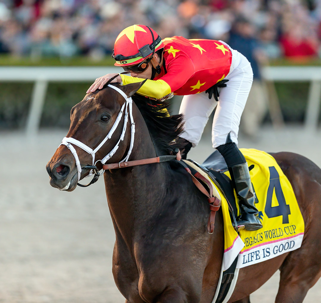 Life Is Good wins the 2022 Pegasus World Cup at Gulfstream Park