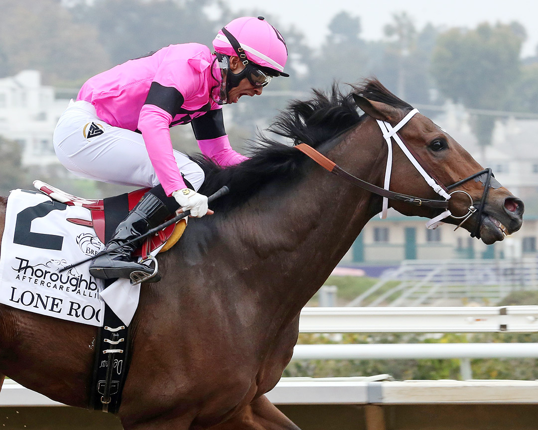 Lone Rock wins the 2021 Thoroughbred Aftercare Alliance Stakes at Del Mar