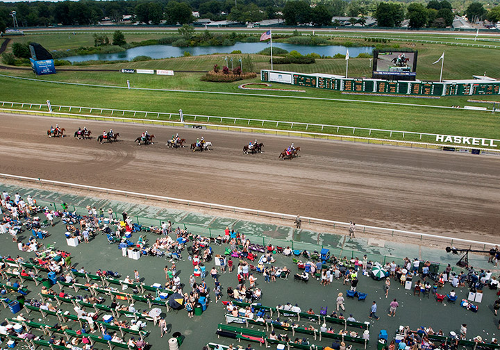 Monmouth Park with spectators