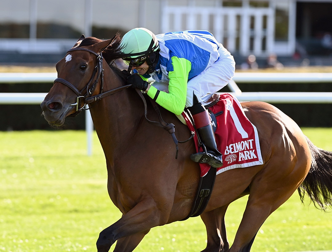 Magic Attitude win the 2021 Sheepshead Bay Stakes at Belmont Park