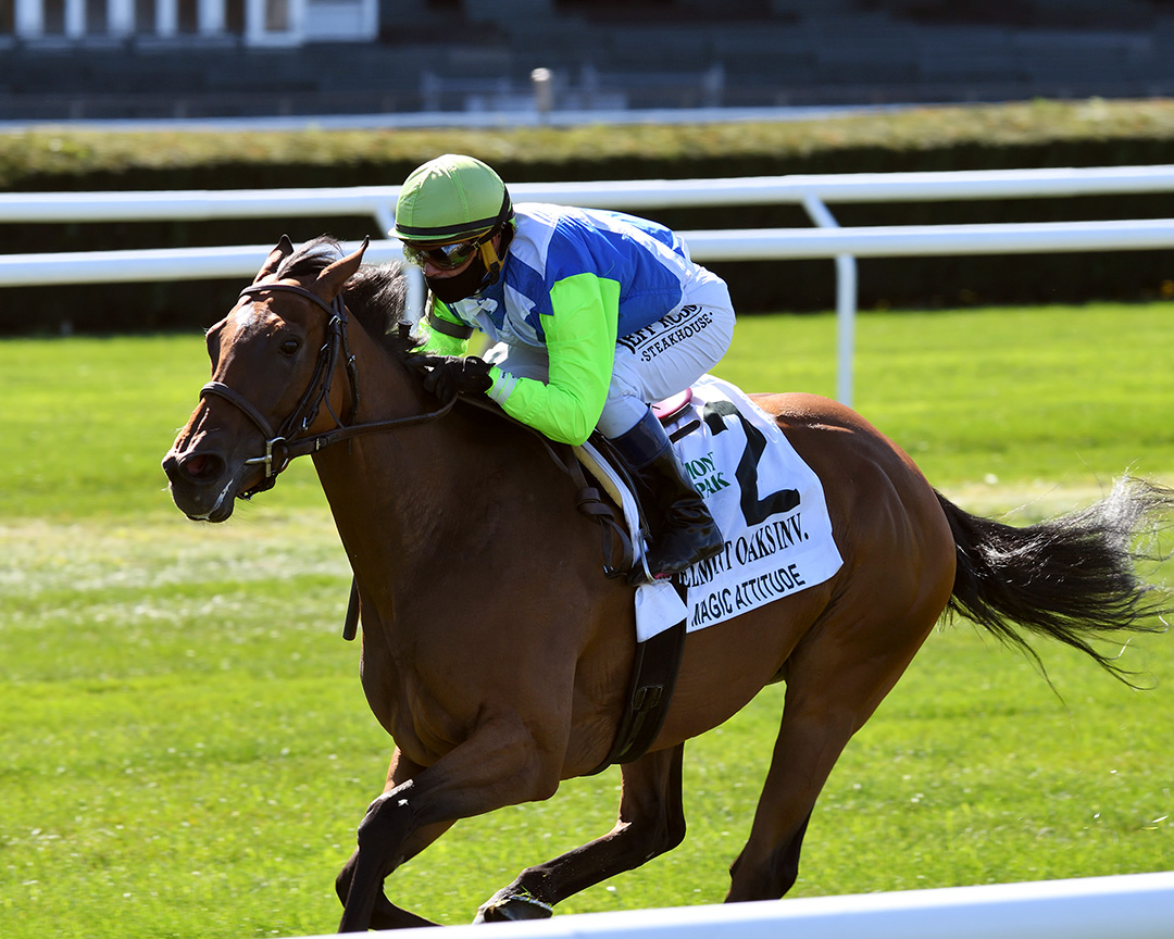 Magic Attitude wins the 2020 Belmont Oaks at Belmont Park