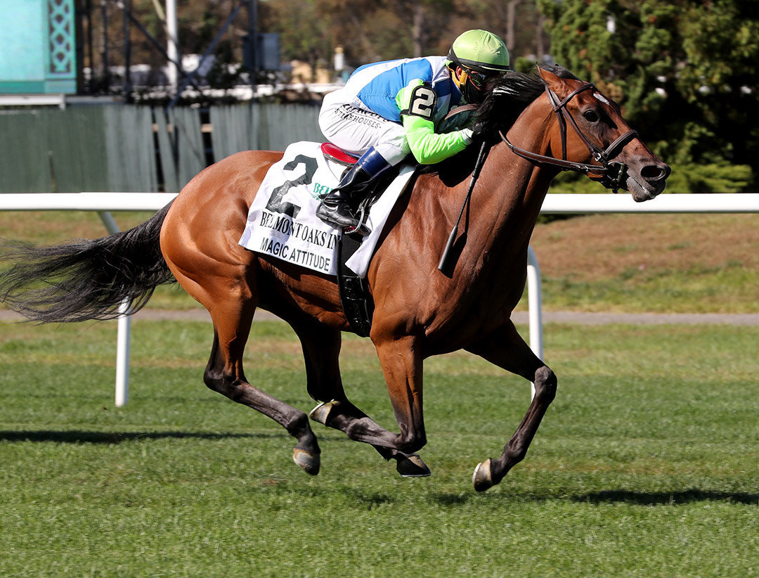 Magic Attitude wins the 2020 Belmont Oaks at Belmont Park