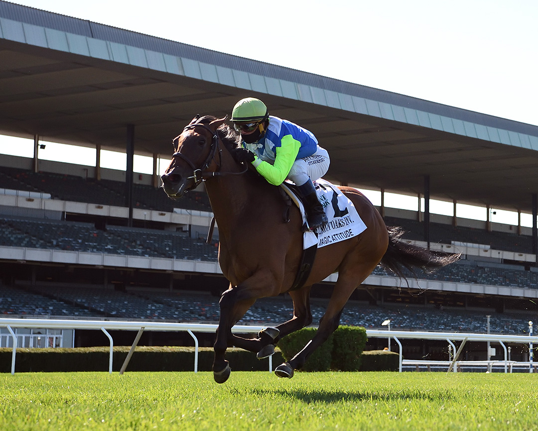 Magic Attitude wins the 2020 Belmont Oaks at Belmont Park