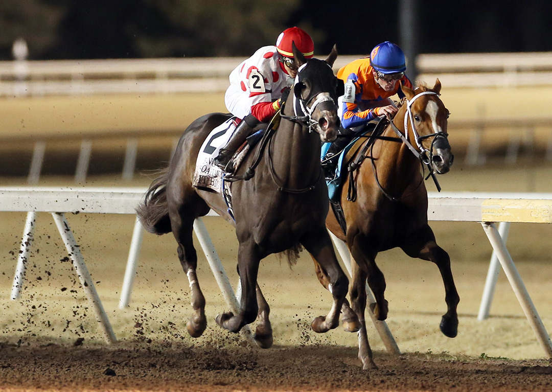 Make It Big (left) beats Osbourne to win the 2021 Springboard Mile at Remington Park