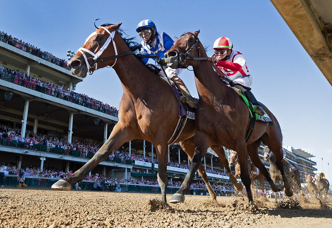 Search Results (right) finishes second in the 2021 Kentucky Oaks at Churchill Downs