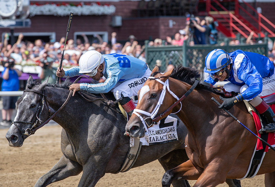 Maracuja wins the 2021 Coaching Club American Oaks at Saratoga Race Course