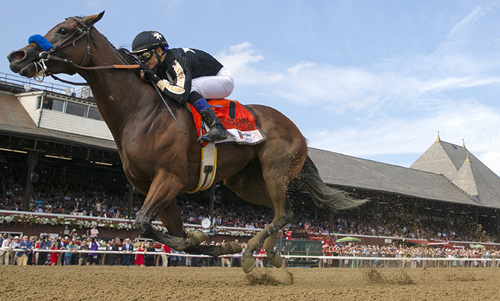 Marley's Freedom wins the 2018 Ballerina Stakes at Saratoga Race Course - cropped
