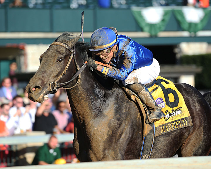 Maxfield wins the 2019 Breeders' Futurity Stakes at Keeneland Racecourse